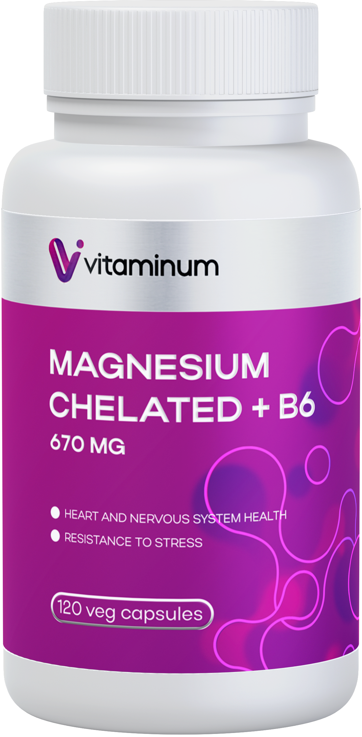  Vitaminum МАГНИЙ ХЕЛАТ + витамин В6 (670 MG) 120 капсул 800 мг  в Северодвинске
